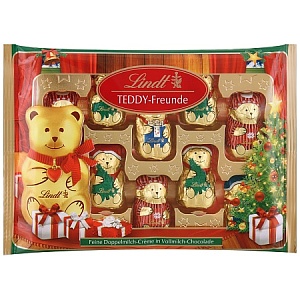 ВЫВОД Набор фигурного шоколада LINDT TEDDY-friends в форме медведей мини-мишки 96г*20
