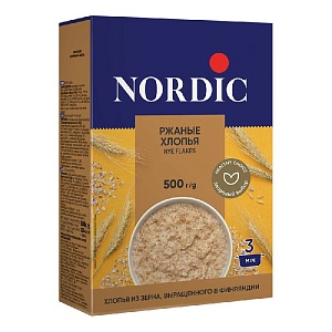 Хлопья NORDIC RYE FLAKES ржаные /картон/ 500*12