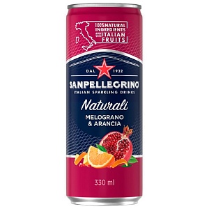 Напиток SANPELLEGRINO MELOGRANO-ARANCIA Гранат-Апельсин сокосодержащий газированный /жесть/ 0,33л*24