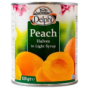 Персик DELPHI половинки в сиропе /жесть/ 820г*12