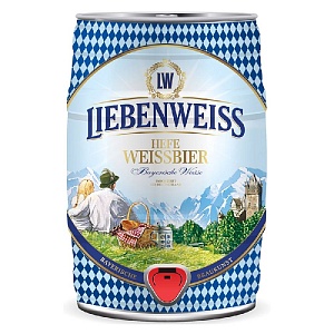 Пиво LIEBENWEISS Hefe-Weissbier 5.1% Нефильтрованное пшеничное /жесть/ 5л*2