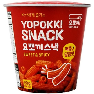 Снэки YOPOKKI SWEET & SPICY сладко-острые (рисовые сухарики) /стакан/ 50г*12
