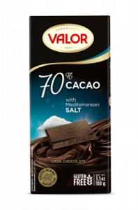 Шоколад VALOR горький 70% какао, со средиземной солью 100г*17