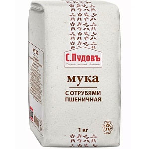 Мука С.Пудовъ пшеничная с отрубями бум/пак 1кг*8