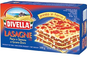 Макаронные изделия DIVELLA Spesialiti di semola №109 LASAGNE 500г*12