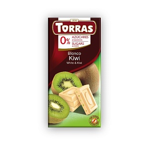 Шоколад TORRAS CLASSIC LINE белый с кусочками киви, без сахара 75г*10