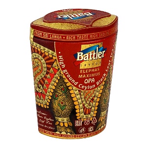 Чай BATTLER ELEPHAS MAXIMUS OPA Крупнолистовой цейлонский черный /жесть/ 100г*6