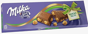 Шоколад Milka молочный Whole Nut 250г*12