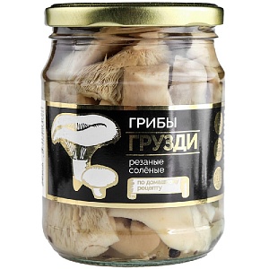 ВЫВОД Грибы ГРИБНОЙ АЛТАЙ Груздь Боровой резаный соленый (250г) /стекло/ 500мл*12