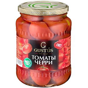 Томаты GUSTUS Черри красные маринованные /стекло/ 680г*8