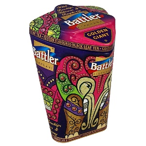 Чай BATTLER GOLDEN GIANT WILD ROSEHIPS Hibiscus & RASPBERRY Крупнолистовой цейлонский черный со вкусом (Шиповник, Гибискус и Малина) /жесть/ 100г*6