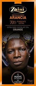 Шоколад ZAINI горький 70% со вкусом апельсина "Women of cocoa" 75г*12