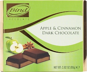 Шоколад BIND Темный со вкусом корицы и яблока 80г*12