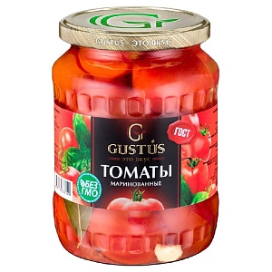 Томаты GUSTUS маринованные (красные, бурые) /стекло/ 680г*8