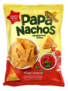 Чипсы HAPPY NACHOS кукурузные со вкусом "Соус сальса" 75г*15