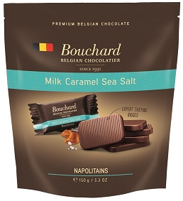 Мини-плитки BOUCHARD из молочного шоколада с карамелью и морской солью в индивид. упак. “NAPOLITAINS” /зип-пак/ 150г*7