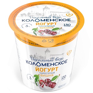 Йогурт КОЛОМЕНСКИЙ термостатный с мдж 3% ВИШНЯ /пэт/ 130гр*4