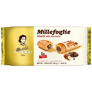 Пирожные VICENZI BISCOTTI [3274] Millefoglie слоеные трубочки с начинкой из фундука 125г*16