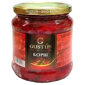 Борщ GUSTUS со свежей капустой «ДОМАШНИЙ» /стекло/ 450г*12