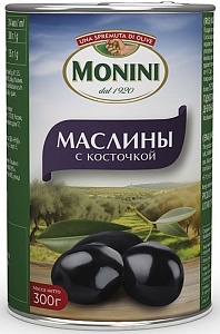 Маслины MONINI с косточкой /жесть/ 300г*12