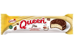 Печенье QUEEN Pie Sandwich Biscuit с маршмеллоу в какао глазури (мультипак 22,5г*8шт) 180г*12