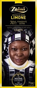 Шоколад ZAINI горький 70% со вкусом лимона "Women of cocoa" 75г*12