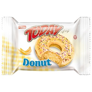 Пончик TODAY Donut Banana с банановой начинкой (шоубокс 40г*24шт) 40г*144