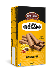 Вафельные трубочки DERMISIS 0401012 с бананово-шоколадной начинкой "CHOCO DREAM" /картон/ 92г*12