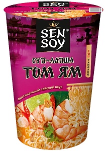 Лапша SENSOY суп б/п "Том Ям" /стакан/ 65г*24