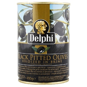 Маслины DELPHI без косточек в рассоле SUPERIOR 261-290 /жесть/ 400г*12
