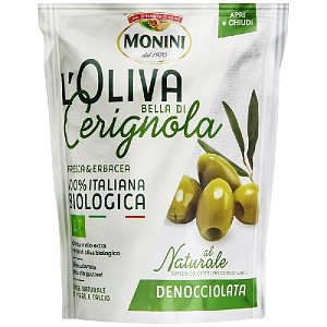 Оливки MONINI BIO Bella di Cerignola без косточки /дойпак/ 150г*8