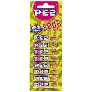 Конфета PEZ SOUR MIX кислючка (красящая язык) набор 68г*24