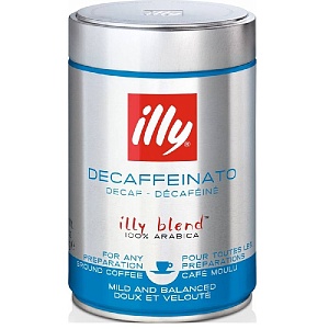 Кофе ILLY (7188, 7985) DECAFFEINATO молотый без кофеина /жесть/ 250г*12