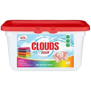 Капсулы для стирки CLOUDS Color (40 капсул) цветного белья Роза /пластик уп./ 320г*24