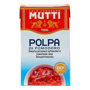 Томаты MUTTI резаные кубиками в томатном соке /тетрапак/ 500г*12