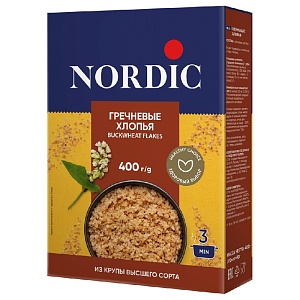 Хлопья NORDIC BUCKWHEAT FLAKES гречневые /картон/ 400г*10