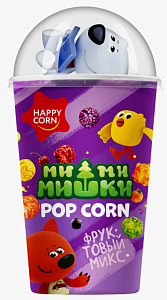 Воздушная кукуруза HAPPY CORN "Мимимишки"с игрушкой "Фруктовый Микс" (лицензия) /стакан/ 50г*12