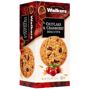 Печенье WALKER'S Песочное с овсяными хлопьями и клюквой 150г*12