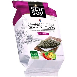 Чипсы-Нори SENSOY Премиум из морской водоросли Tom Yum /пакет/ 4,5г*18