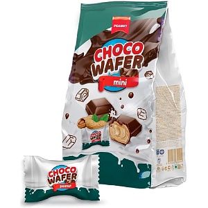 Вафли CHOCO WAFER Peanut мини в шоколаде с начинкой Арахис /пакет/ 140г*24