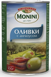 Оливки MONINI с анчоусом /жесть/ 300г*12