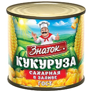 Кукуруза ЗНАТОК сахарная в заливе консерованная ГОСТ /жесть/ 425мл*12