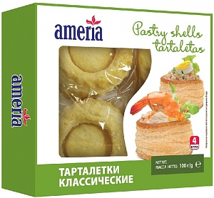 Тарталетки AMERIA класические круглые (4шт в инд. упак) 100г*12