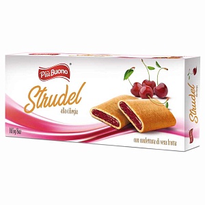 Печенье PIU BUONO штрудель с вишней /картон/ 165г*14