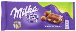 Шоколад MILKA молочный с цельным орехом Whole Hazelnuts 100г*17