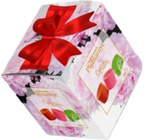Конфеты HAJABDOLLAH 22388 "Пионы" из пишмание Ассорти вкусом апельсина, клубники, арбуза во фруктовой глазури, кор. с бантом /картон/ 300г*9