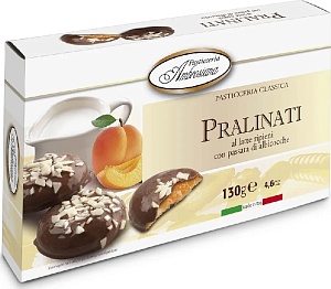 Печенье AMBROSIANA PRALINATI в шоколаде с абрикосовой начинкой /картон/ 130г*10