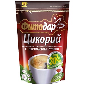 Цикорий ФИТОДАР растворимый с экстрактом Стевии /дойпак/ 100г*12