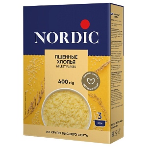 Хлопья NORDIC MILLET FLAKES пшенные /картон/ 400*10