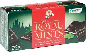 Плитки HALLOREN ROYAL Mints шоколадные с мятной начинкой /картон/ 200г*16